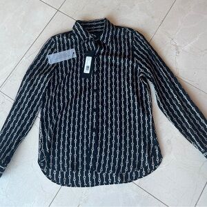 Nili Lotan Black and White Chain Pattern Shirt